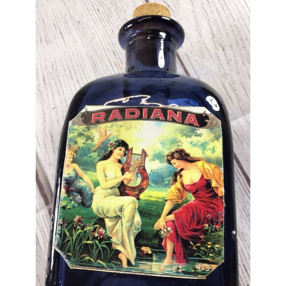 Vintage Sweet Antiques Blue Glass Bottle Radiana Advertising - Picture 5 of 7